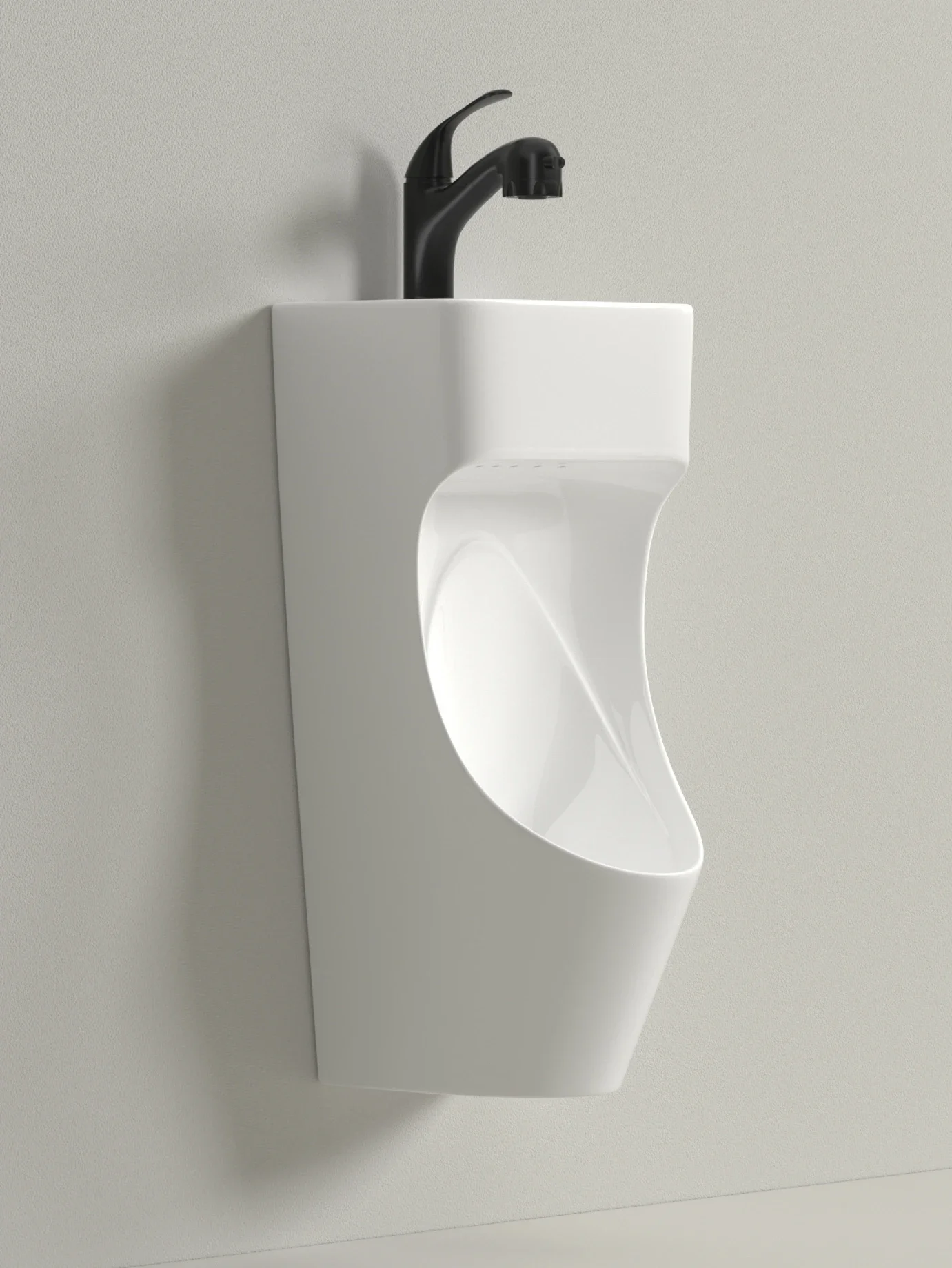 One-Piece Wash Basin Intelligent Automatic Induction Urinal Wall-Mounted Men's Urinal Home Ceramic Urinal
