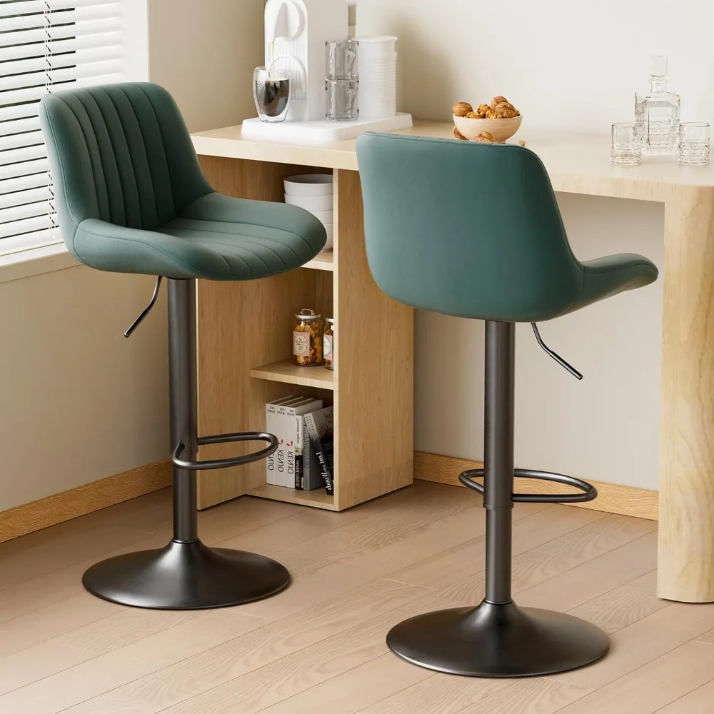 

Bar Stools Set of 2, Adjustable Modern Swivel Bar Stools with Backs, Counter Height Performance Fabric Island Chairs