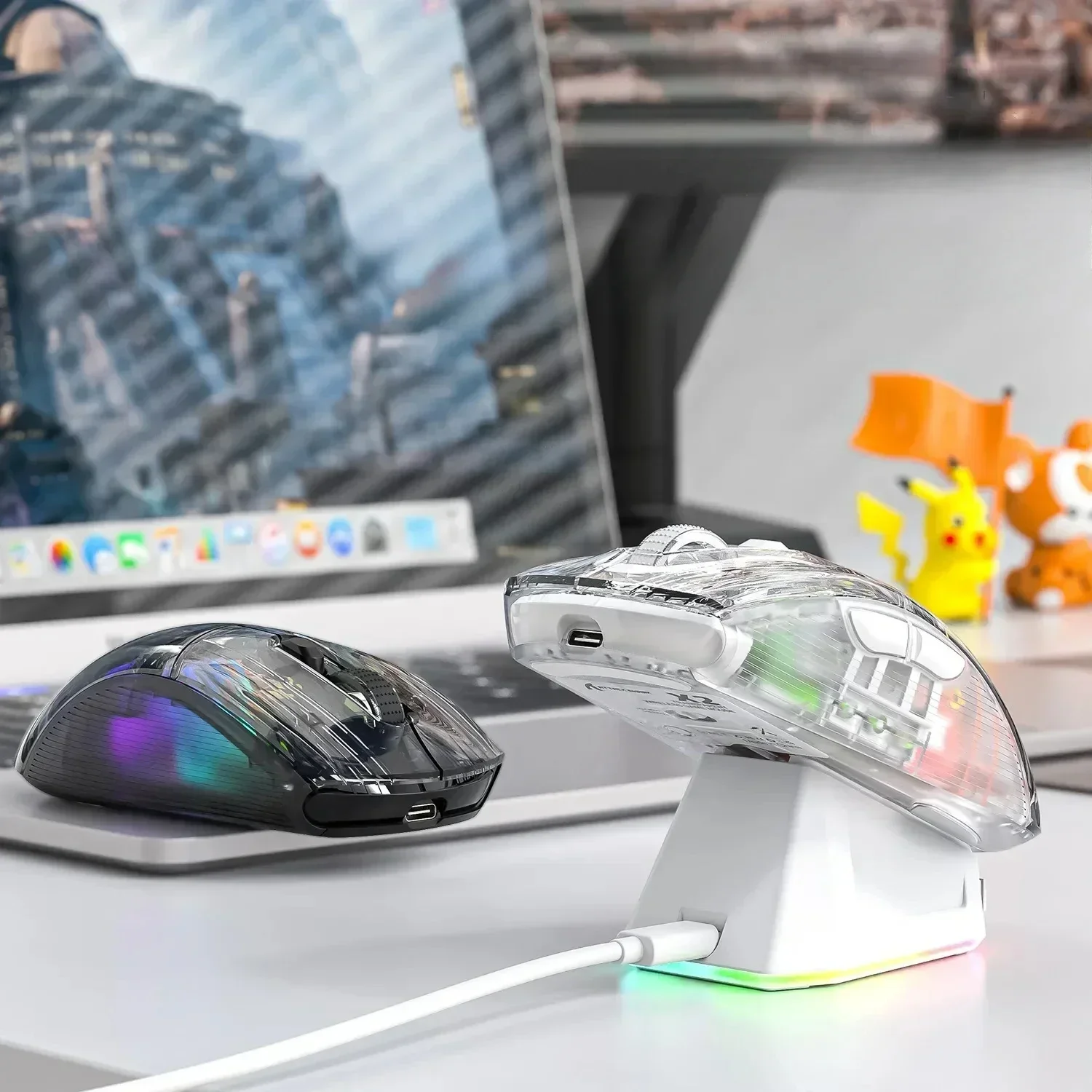 Attack Shark X2 Pro Mouse Wireless Tri-Mode RGB Display batteria trasparente Mouse da gioco per PC e-sport con base di ricarica magnetica