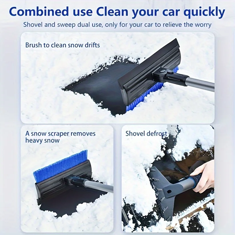 3-in-1 Retractable Car Snow Shovel & Ice Scraper - Durable ABS, Non-Electric, Perfect for Winter Defrosting & Snow Removal Cars