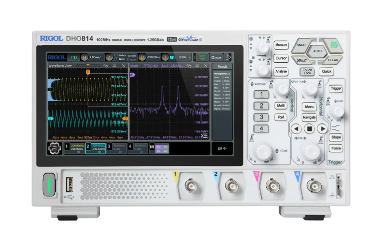 RIGOL Super Light Digital Oscilloscope DHO802/DHO804/DHO812/DHO814 2/4Channel 70/100MHz 12 Bit 1.25GSa/Sec 25MPts Depth