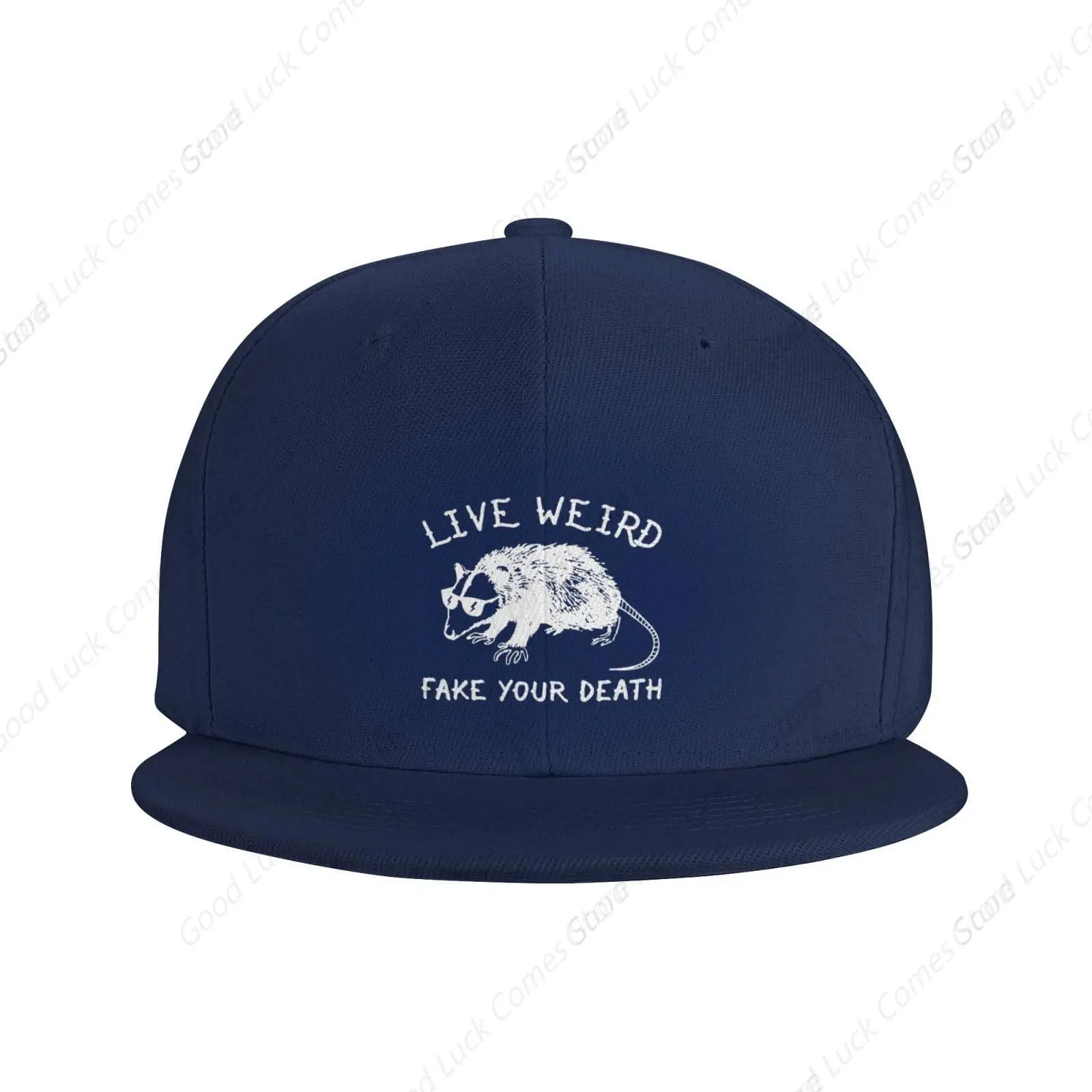 Sorry Can't I'm Dead Possum Flat Bill Brim Baseball Cap Navy Blue Snapback Adjustable Trucker Hat for Men Women