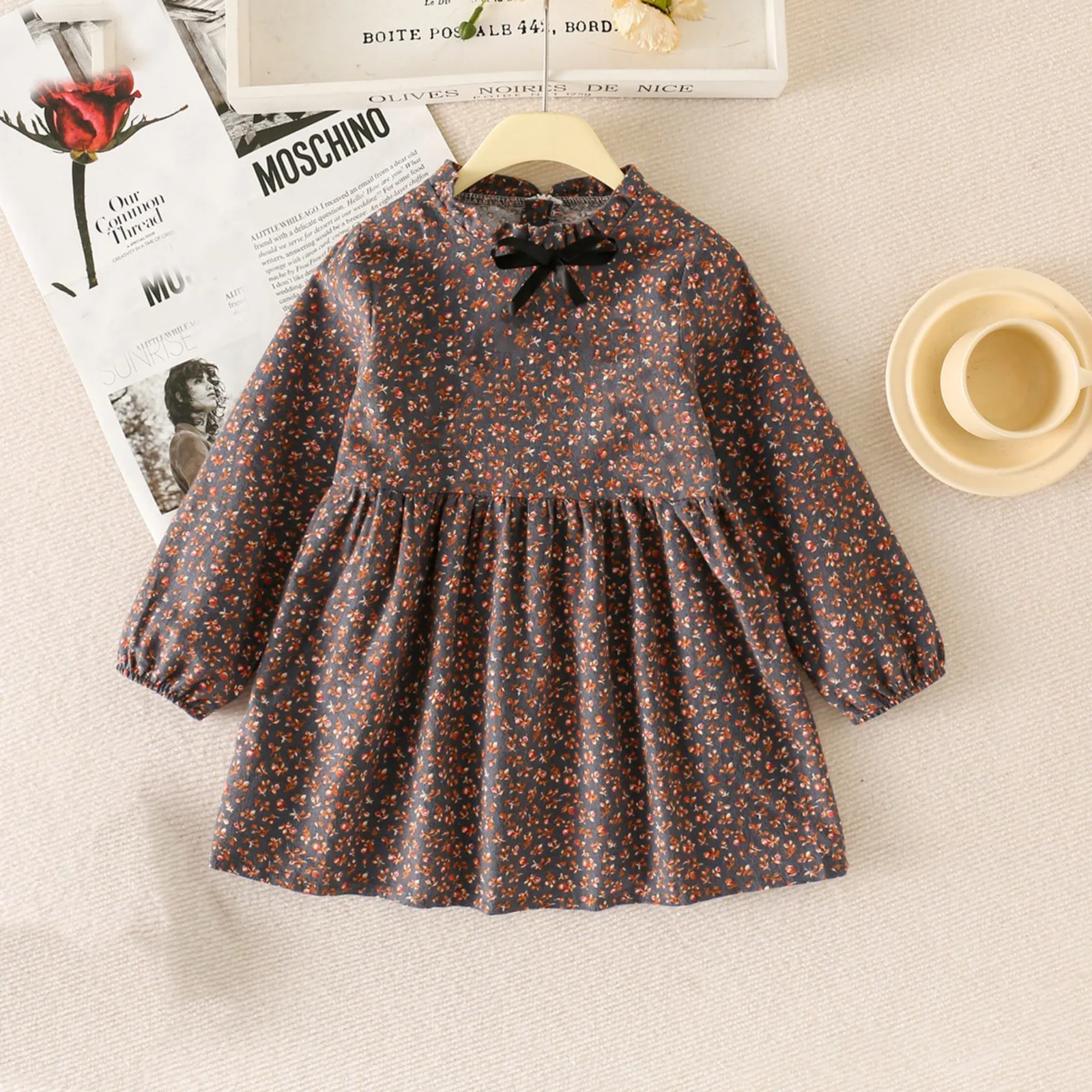 Bear Leader Autumn Spring Girl Dress Spring Kids Princess Long Sleeve Dress Casual Floral Costumes Kids Clothing Flowers Dresses