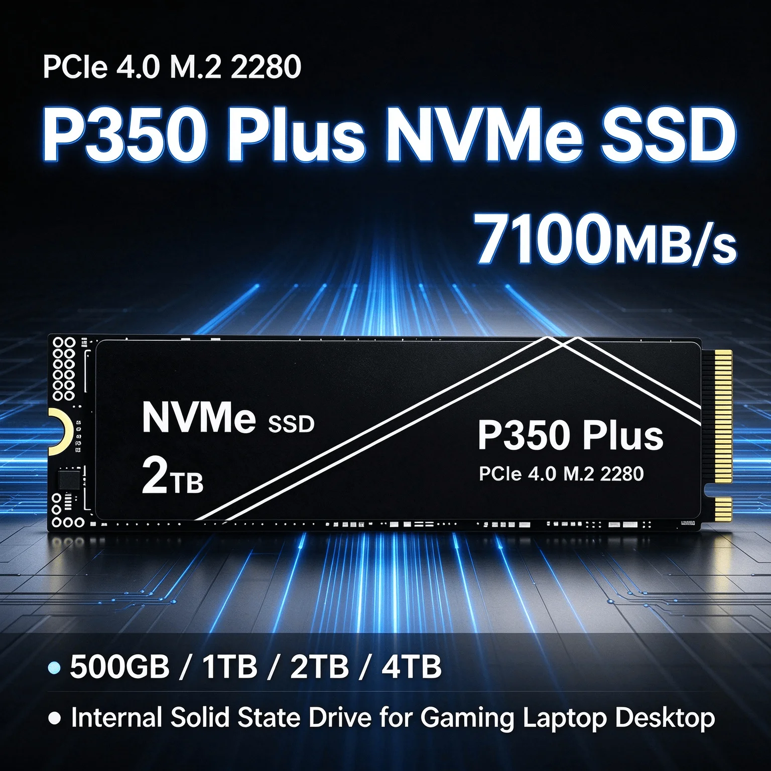 P350 Plus NVMe SSD 7100MB/s PCIe 4.0 M.2 2280 Shift Up to Gen4 with 2X Speed Boost, Internal Drive for Laptop Desktop 2TB 4TB