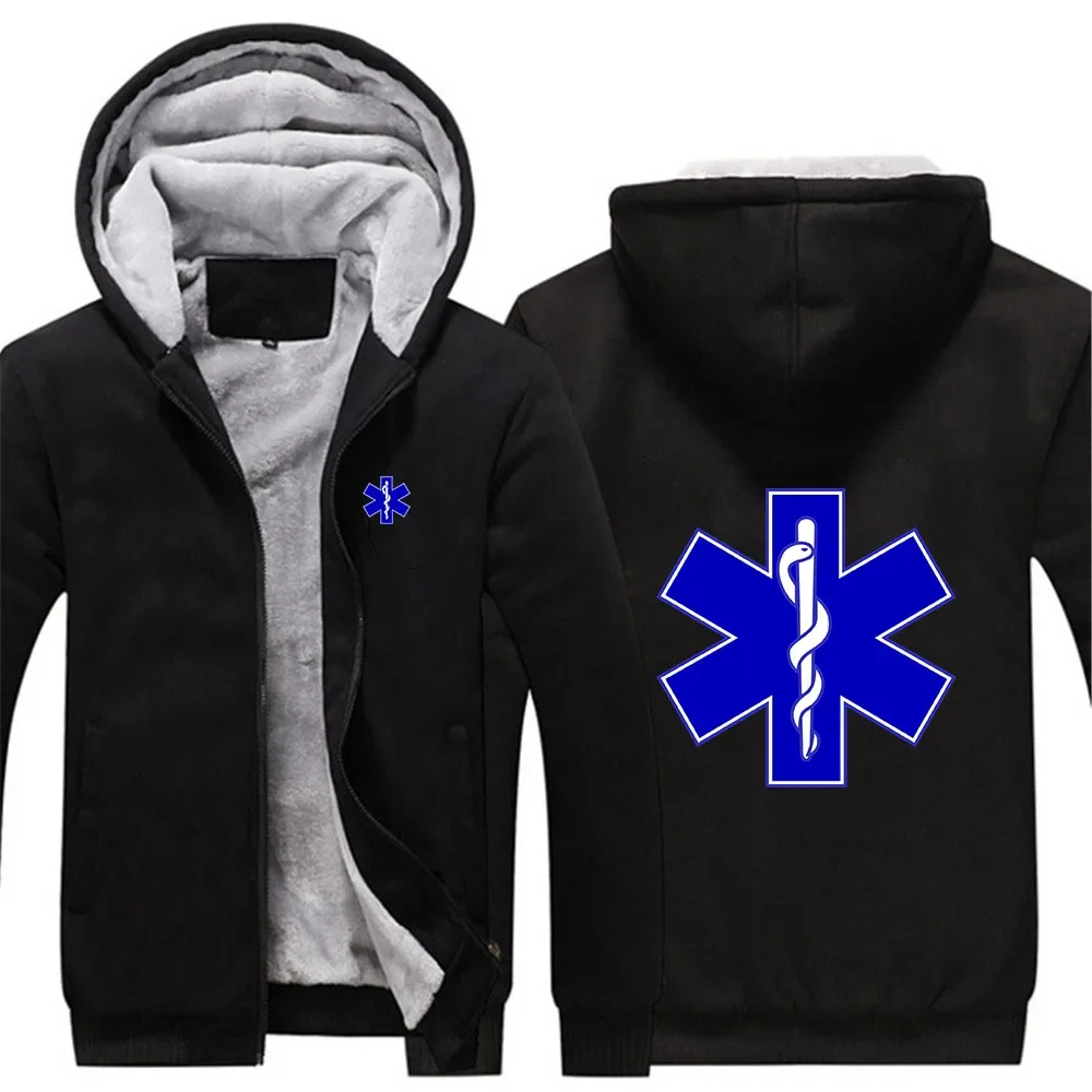 

2024 New EMT Emergency Ambulance Spring and Autumn Men Windbreak Plus Thick Warm Windproof Hooded Anorak Comfortable Jackets