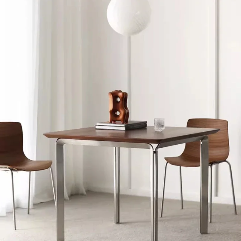 Modern simple rock slab dining table, rectangular household small apartment minimalist stainless steel dining table