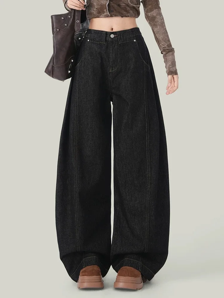 Jean à couteau incurvé Y2K pour femmes, pantalon rétro américain à jambes larges, ample, haut de gamme, tendance