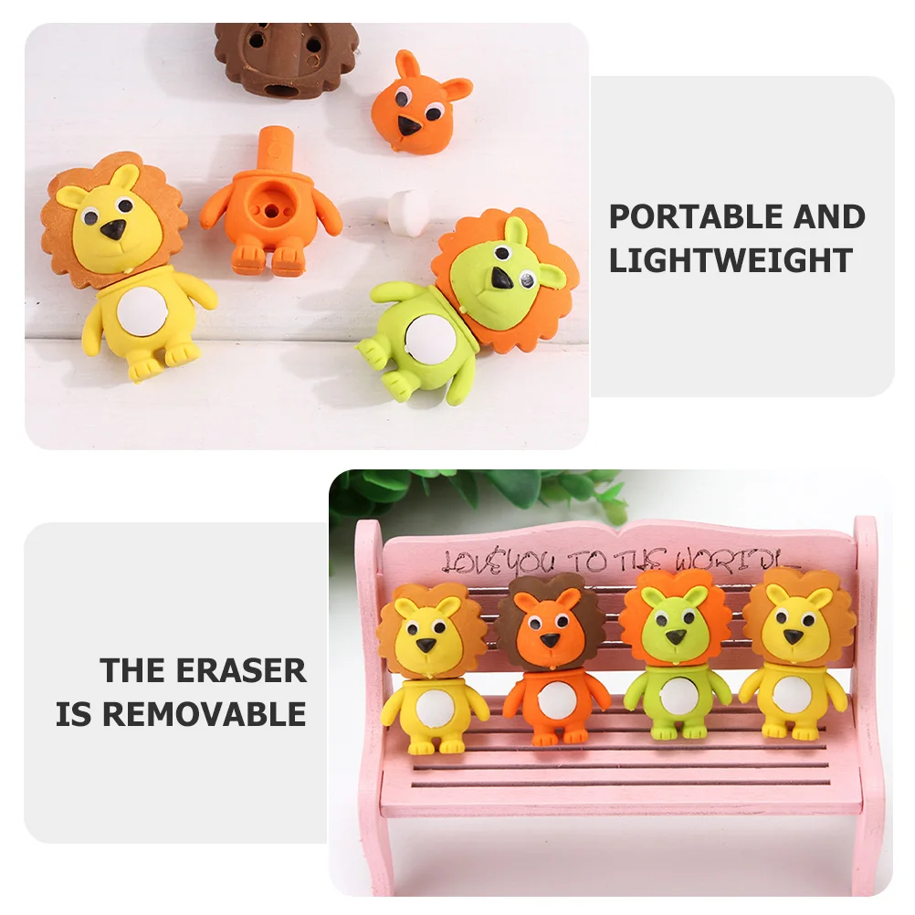 12 Pcs Eraser Kids Gifts Mini Erasers Delicate Cartoon Animals Adorable Shaped Plastic School Portable Child