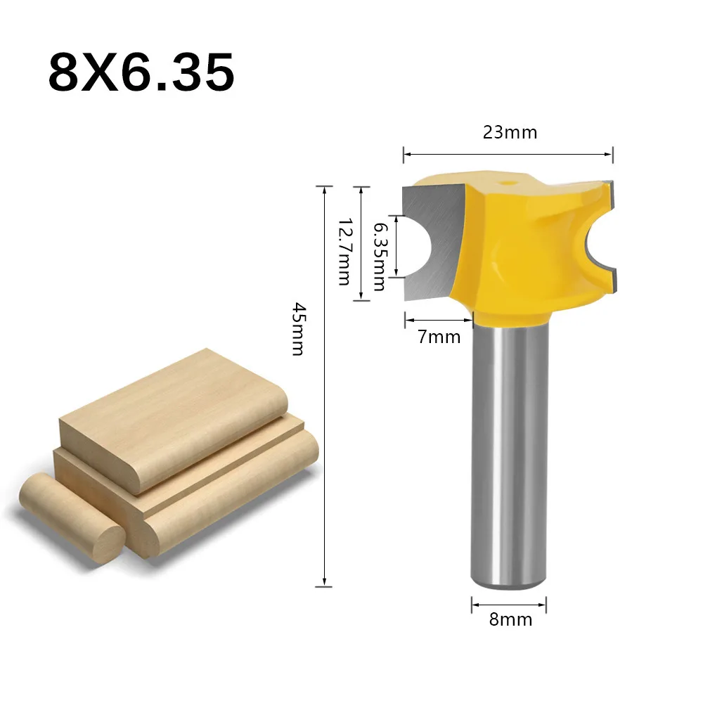 LAVIE 8mm Shank Full Half-Round Router Bit,Ball Milling Cutter, Wooden Rod Rounding Bit,Woodworking Milling Tool for Engraving