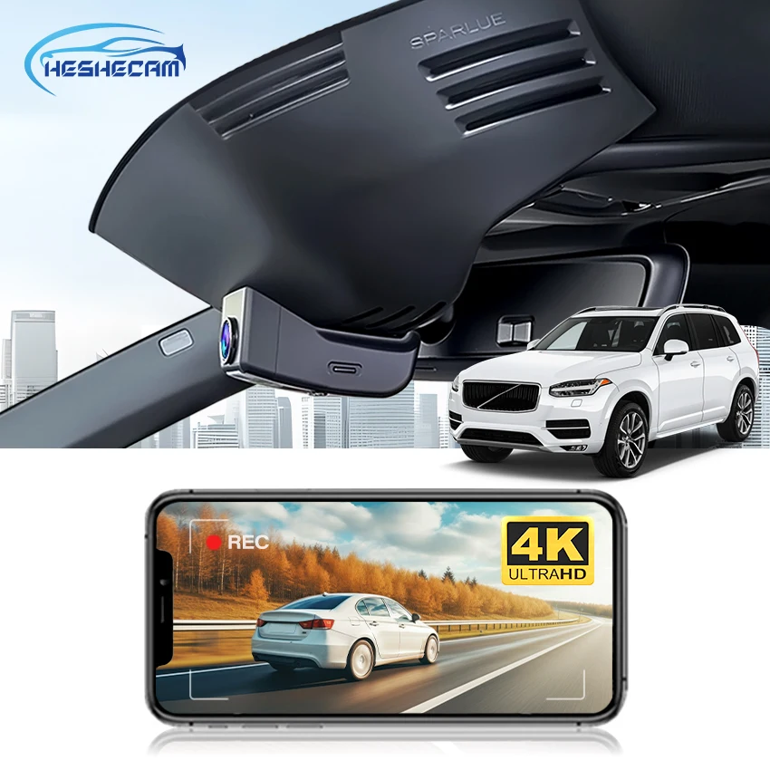 HESHECAM 4K 2160P Dash Cam for Volvo XC90 2015-2022, OEM Design UHD Car Camera with Loop Recording, Easy Install, Night Vision