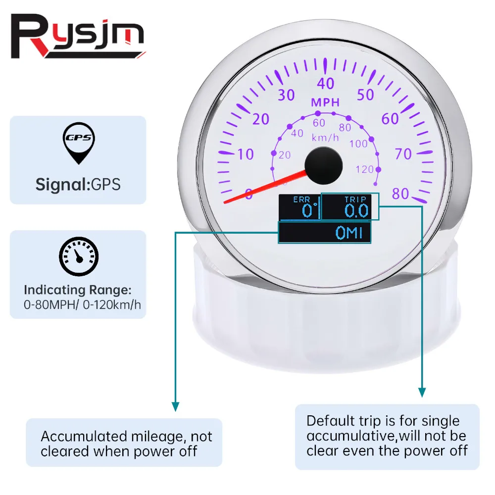 

NEW 85mm 7 Color LED GPS Speedometer Odometer 0-120kmh 0-80MPH 0-160MPH Gauge 0-240KMH Boat Car Truck Motorcycle 12V/24V