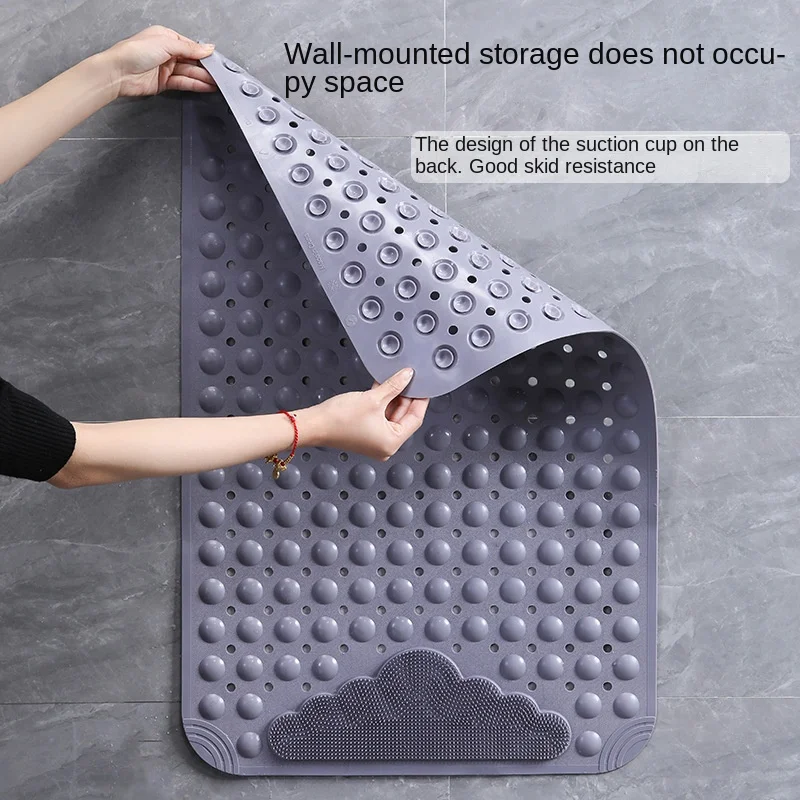 Anti-skid TPE Bath Mats Rectangle Soft Shower Bathroom Massage Mat Suction Cup Non-slip Bathtub Carpet Wash foot  Bath mat