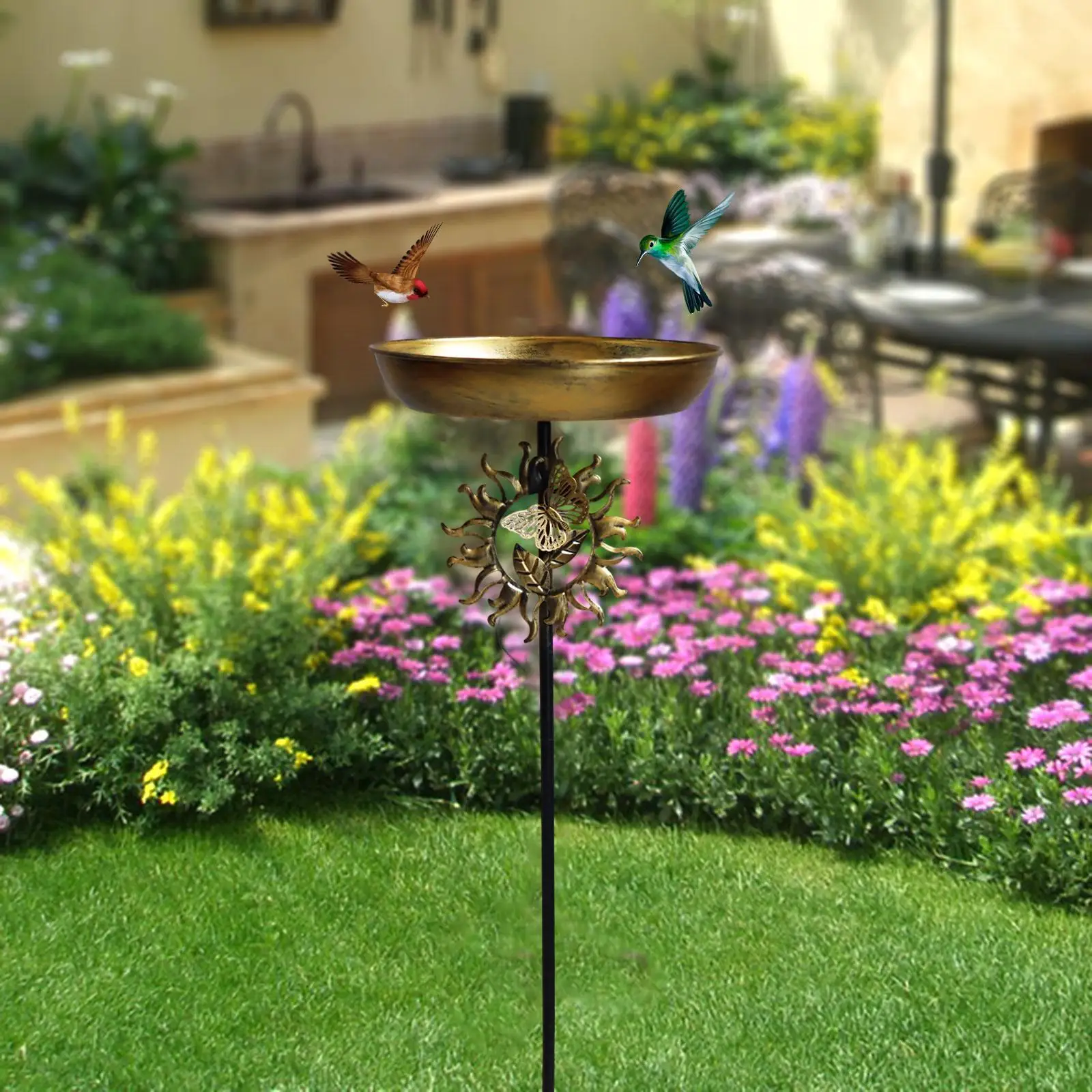 

Bird Bath Bowl Accessories Large Capacity Decoration Ornament Gifts Bird Feeder Tray Courtyard for Park Fence Deck Porch Balcony