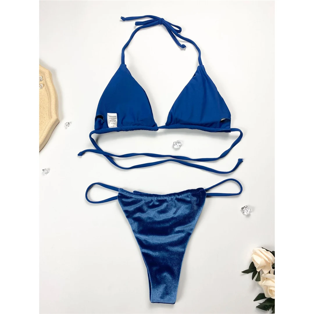 17 Farben, Neckholder, hoher Beinausschnitt, gepolstert, zweiteiliger Bikini, Damen-Bikini, Badeanzug, Damen-Badebekleidung, Bather, Schwimmbekleidung V5974 – Detail 36