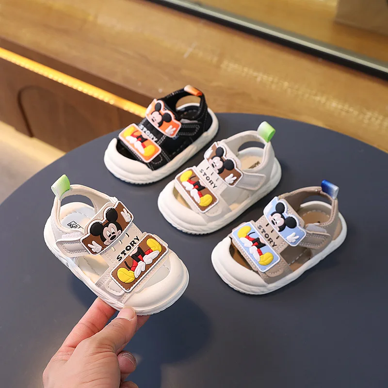 Summer Baby Boy Sandals Girl Cartoon Mickey Mouse Print Soft Children Slippers Non-slip Little Kid Beach Toddler Shoes EUR 16-20