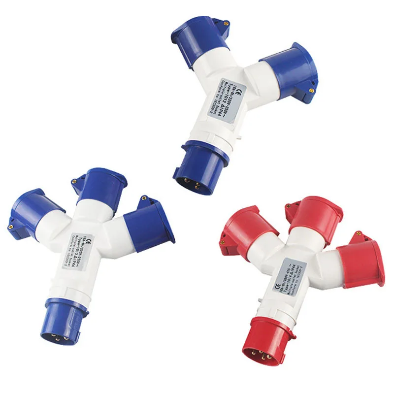 

IP44 Водонепроницаемый 16A 32A Промышленный 1 вход на 2 3P/4P/5P Трехсторонняя розетка 220 В 380 В Тройник Электрический разъем Y-типа