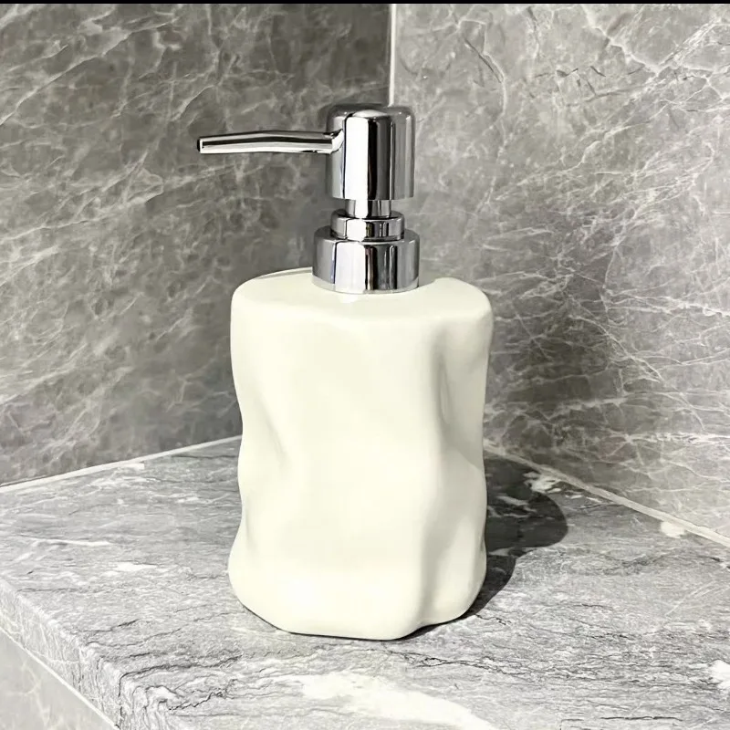 400ml Ceramic Lotion Bottle Bathroom Accessories Home Soap Container White Silver Home Hotel Makeup Remover Shampoo Storage Jar