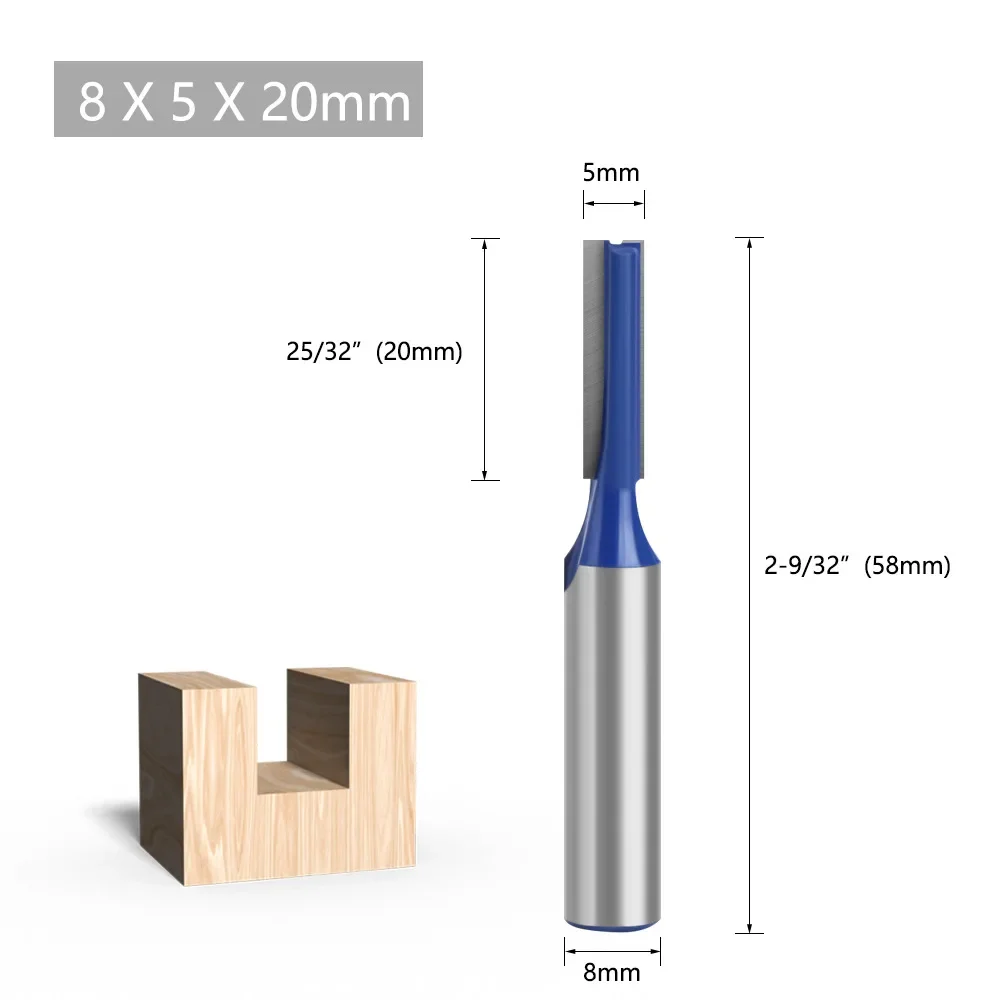 8mm Handle Straight Blade Blue Slotted Straight Blade Double Edged Straight Blade Woodworking Milling Cutter