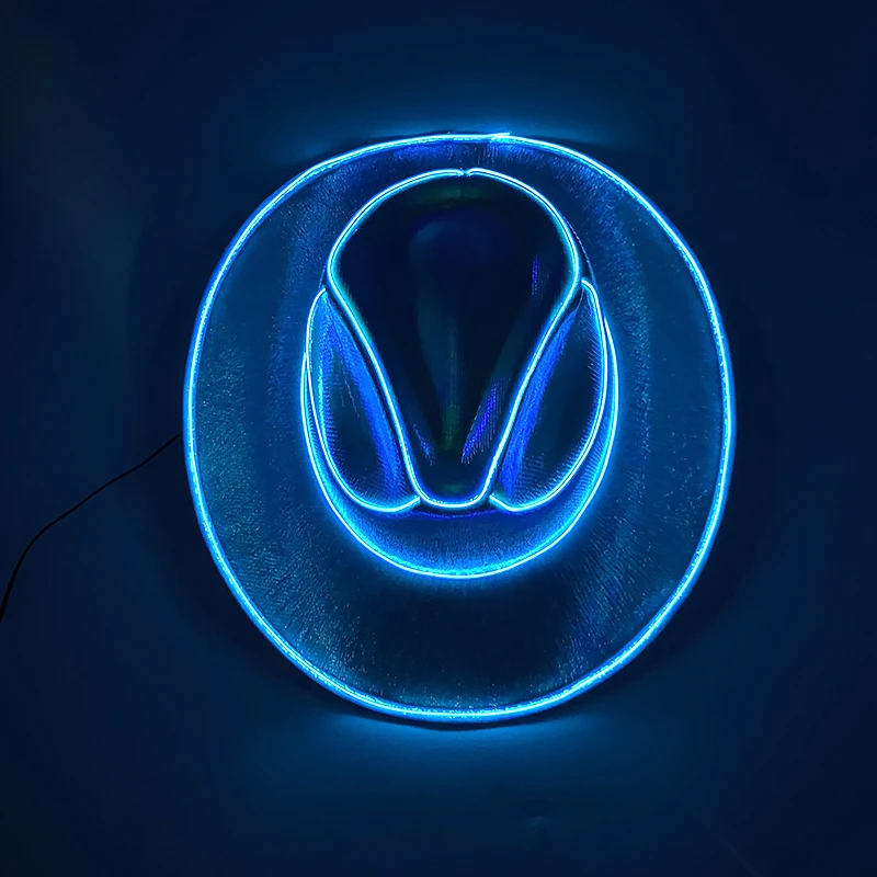 Rave Glowing Light Up Bar Cowboyhut LED leuchtende Braut Cowgirl Cap Nachtclub Junggesellenabschied Requisiten Neon Hut Festival Supplies – Detail 5