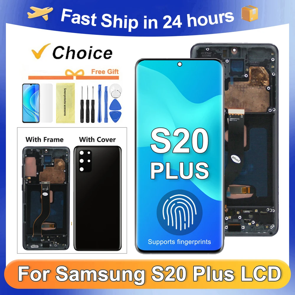 AMOLED Screen For Samsung S20 Plus G985 G985F G985F/DS Lcd Display Digital Touch Screen Assembly S20+ with Frame Replacement