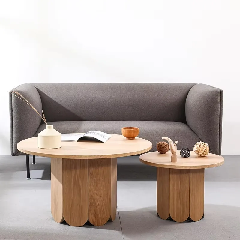 High Quality Living Room Furniture Nordic Round Solid Wood Coffee Table Light Luxury Simple Hotel Tea Table