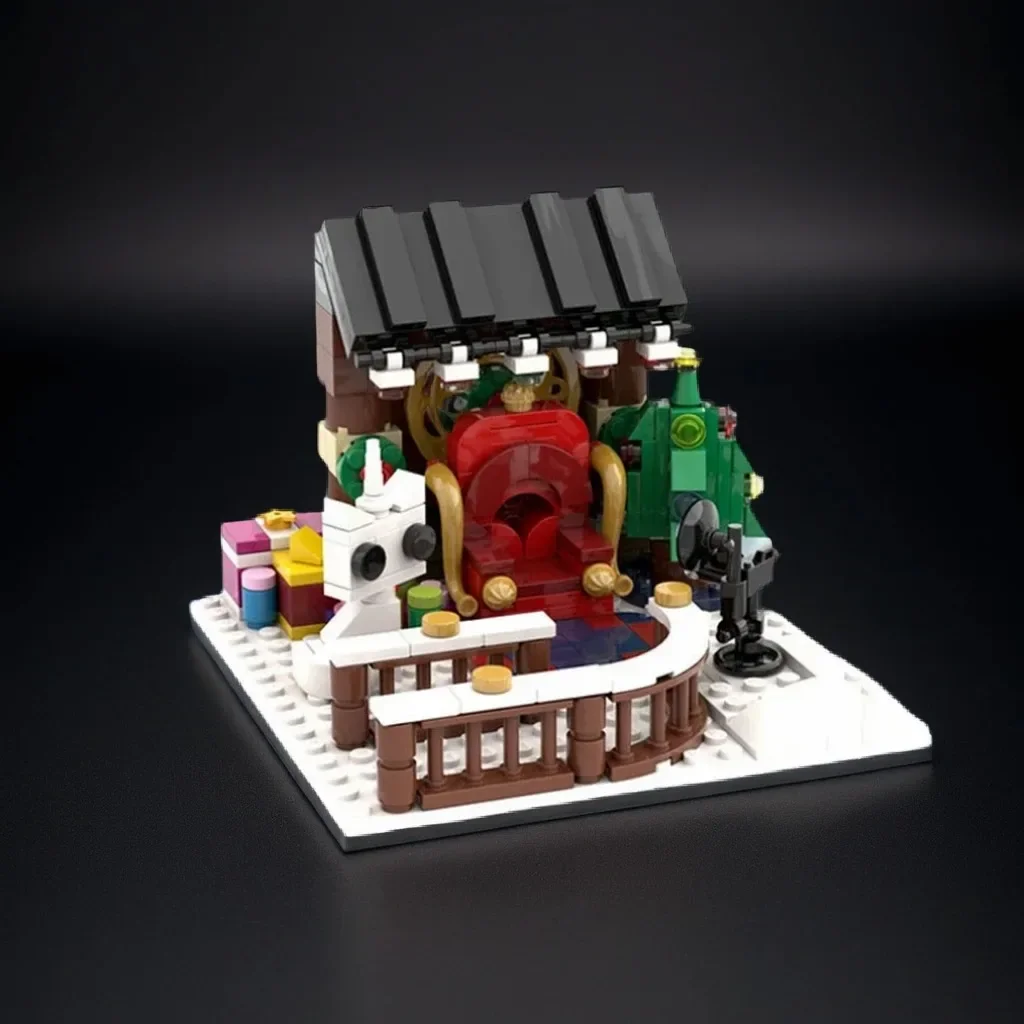 

255 шт., зимние деревенские фотографии со сцены Санта-Клауса, групповые фото, взаимодействие на заказ MOC, модель «сделай сам», строительные блоки, игрушки на день рождения, подарок