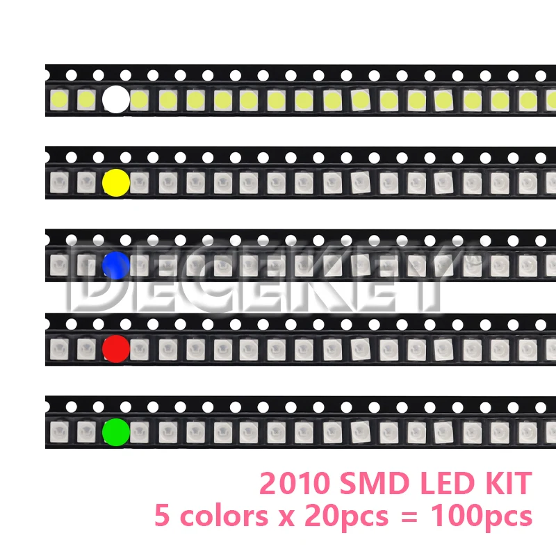 100pcs 5 colors Miniature LED Red White Yellow Green Blue 0603 0805 1206 1210 5730 5050 SMD LED Light Emitting Diode Kit