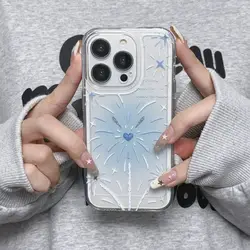 Brilliant Blue Fireworks Phone Case For iPhone 16 15 14 11 Pro Max XR X XS 12 13 Mini 7 8 Plus Y2K Kawaii Soft Silicone Cover
