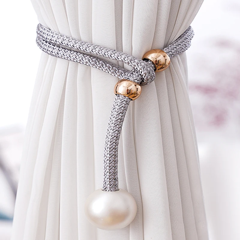 Curtain straps, light luxury high-end pearls, a pair of gauze curtain buckles, tie ties, decorative accessories, rope hooks 2pcs