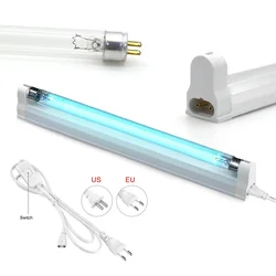 220V 110V Ultraviolet Germicidal Lamp T5 Tube 6W 8W UVC Ozone LED Quartz Sterilizer UV Bactericidal Light for Home / Hospital