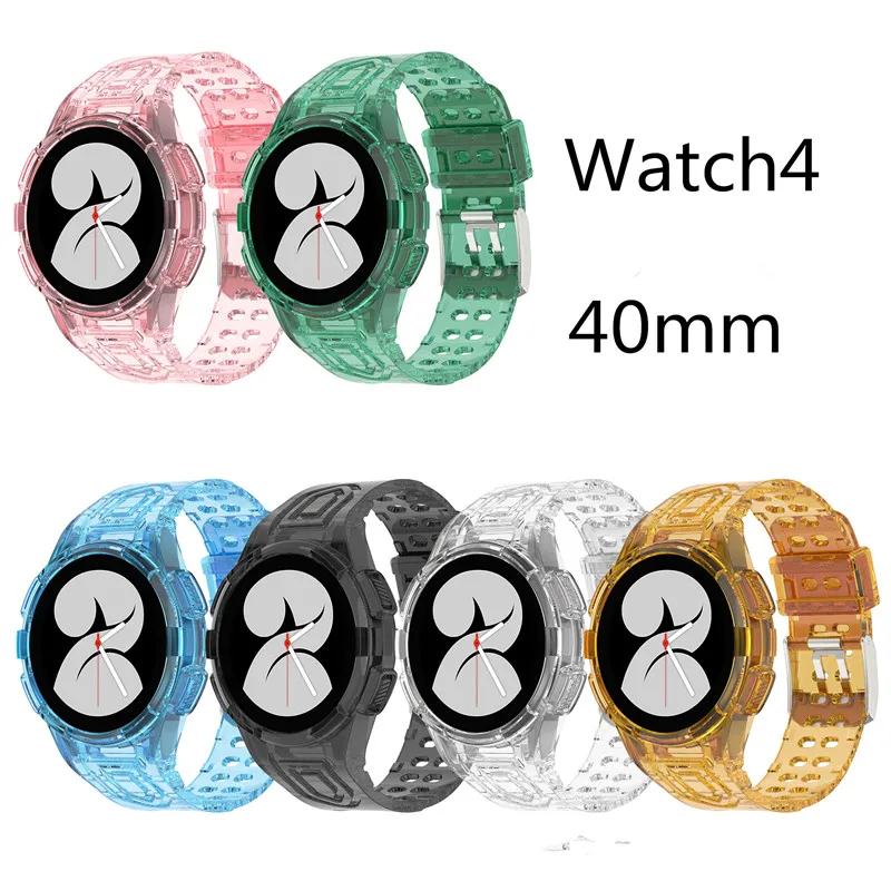 Ins Summer Clear All-in-One cassa dell'orologio cinturino dell'orologio per Samsung Galaxy Watch4 40mm 44mm 46mm cassa dell'orologio di ricambio intelligente