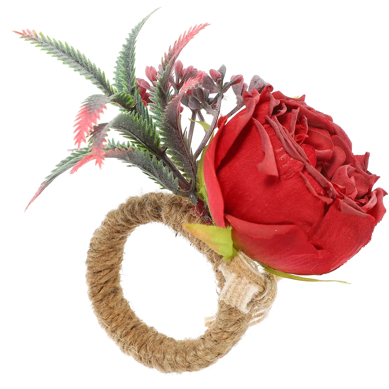 

2pcs Rose Napkin Rings Valentine Decor Hemp Rope Tableware Party Supplies Napkin Buckle Home Restaurant Chic Practical Flower