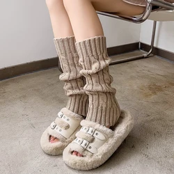 1 Pair Japanese JK Lolita Style Sweet Girl Leg Warmers Solid Color Knitted Foot Cover Women Autumn Winter Leg Warmer Heap Socks