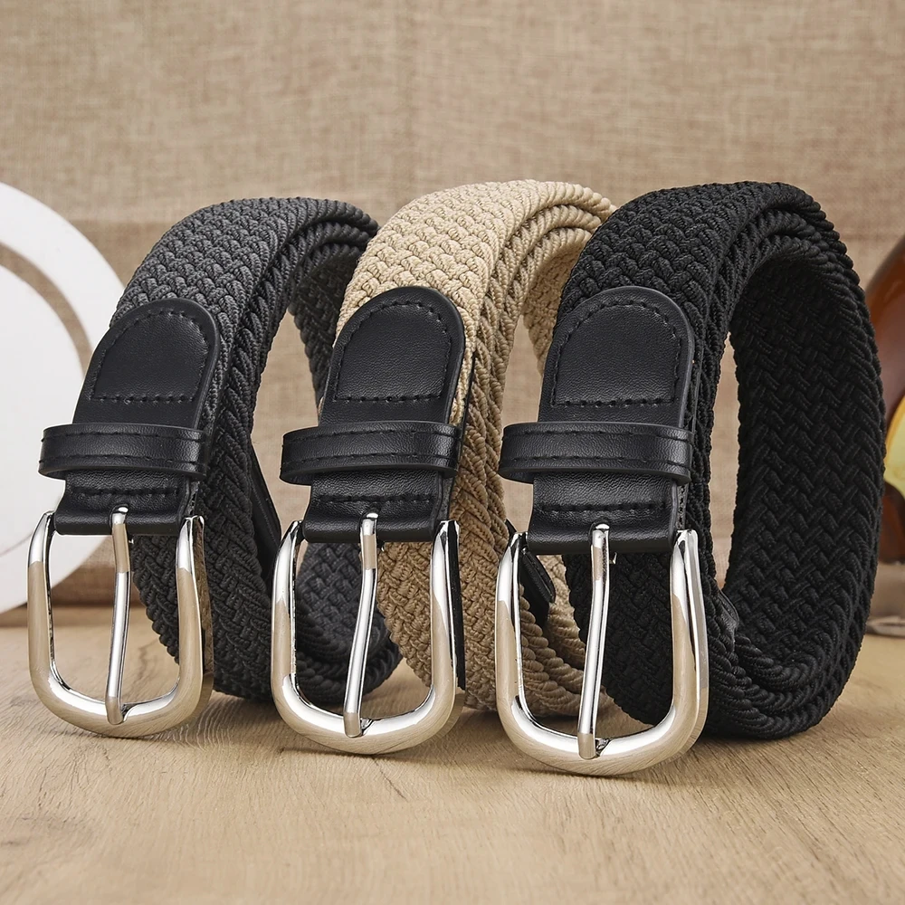 Men's Belt Casual Woven Elastic Belt Outdoor Sports Women's Belt No Need for Punching Climbing Work Belt For Men Women Fashion