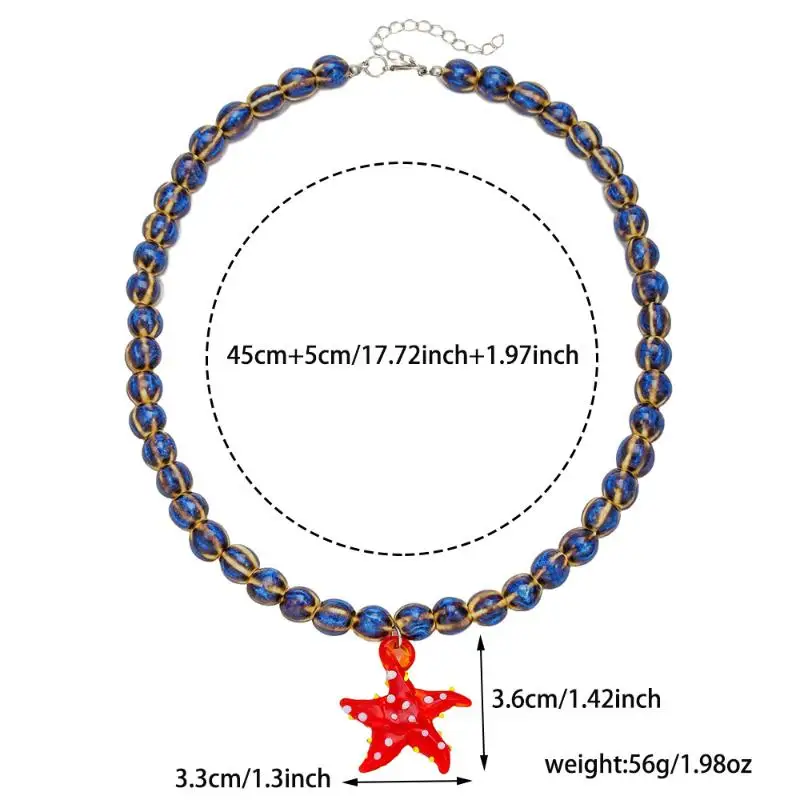 البوهيمي الملونة الصقيل الأسماك قلادة للنساء مخطط مطرز قلادة شاطئ البحر عطلة حزب الملحقات