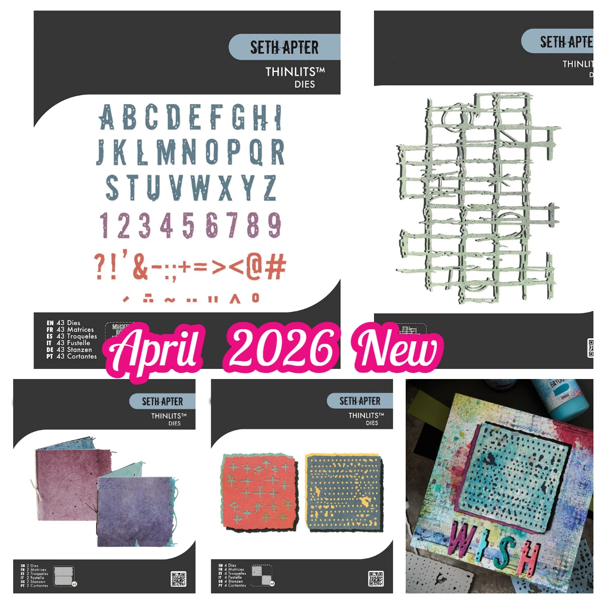 

Typography Thinlits Paper Cutz 2 Gridiron Thinlits Set Metal Cutting Dies DIY Handmade Scrapbook Photo Album Diary 2026 April