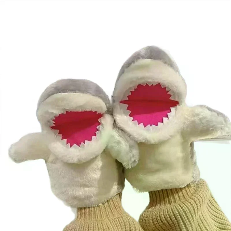 Peluche ripiene Giocattoli animali Squalo grigio Mano Dito Storia Burattino Bambole carine Giocattoli educativi per bambini Squalo simulato Regalo per bambini