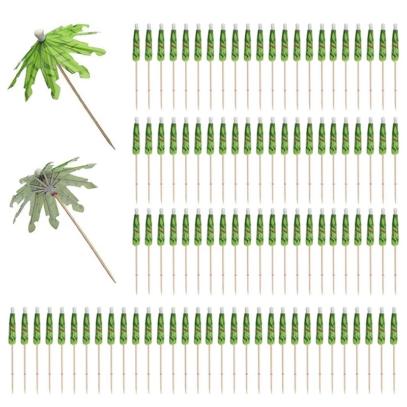 200Pcs Umbrellas For Drinks, Coconut Palm Tree Umbrella Toothpicks, Tropical Umbrella Decorations For Cupcake