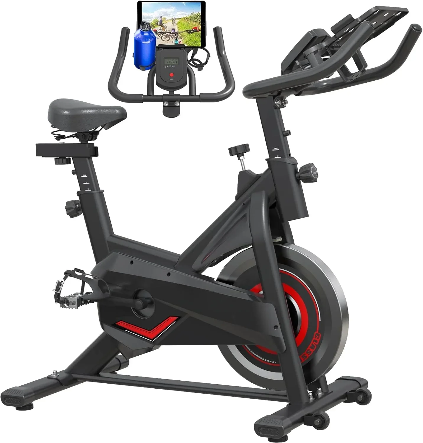 Exercise Bike for Home Indoor Cycling Bike for Home Cardio Gym,Workout Bike with pad Mount & LCD Monitor,Silent Belt Drive