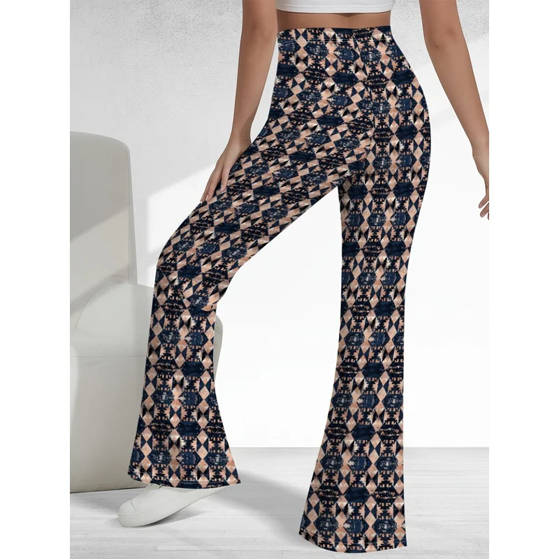 Bohemian-style geometric pattern printed flared pants, suitable for 7-16 year old teenagers for daily casual wear