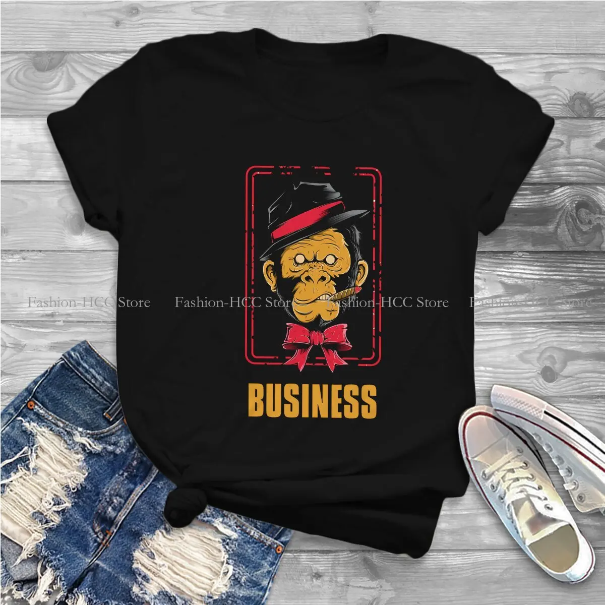 Monkey Business Polyester TShirt for Women Unattractive Monkey Humor Casual Sweatshirts T Shirt High Quality Trendy