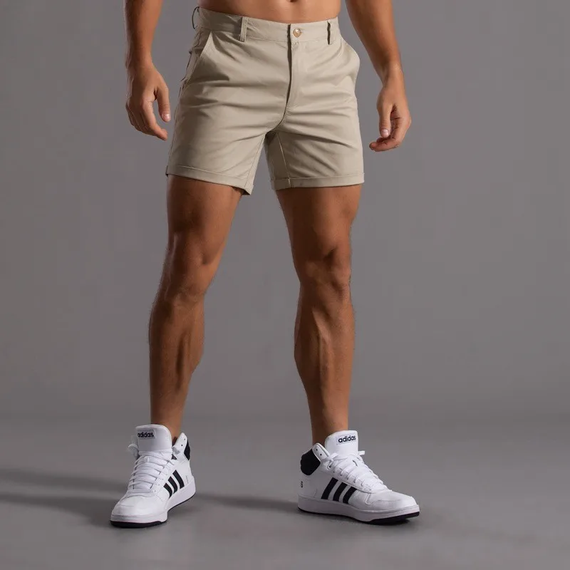 

Summer American Sle Slim Fit Cotton orts Muscle Men's Pure Color Tee-quarter Length Casual Pants Straight Leg Spor
