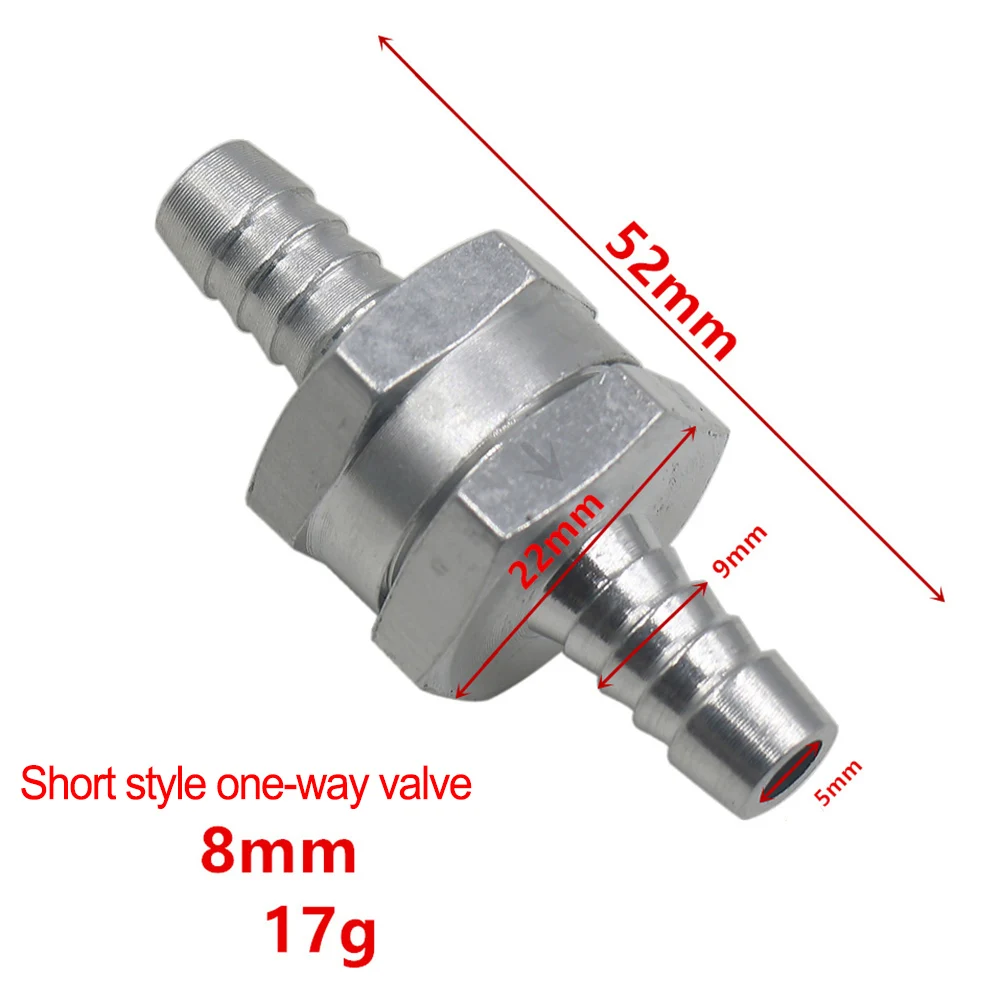 Válvula sem retorno de óleo de parafina/eroseno, via única, em linha para sistemas de combustível de baixa pressão, tubo de 10mm, mangueira prateada