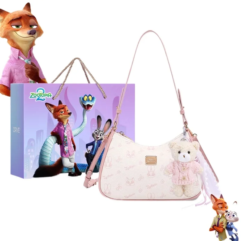 

Disney Zootopia Luxury Underarm Shoulder Purse Handbag for Women Pink Practical Niche Birthday Gift with Bear Charm