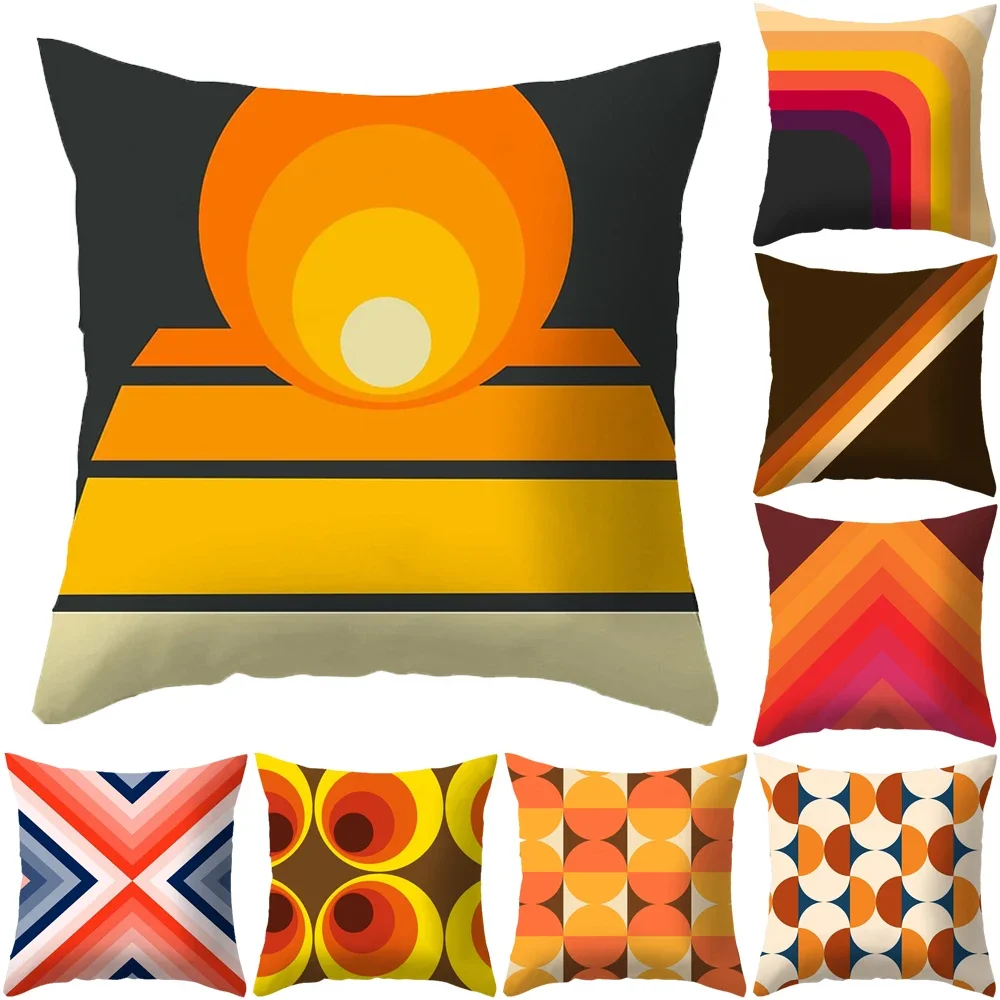 Funda de almohada geométrica naranja, decoración moderna para el hogar, sala de estar, oficina, sofá, funda de cojín
