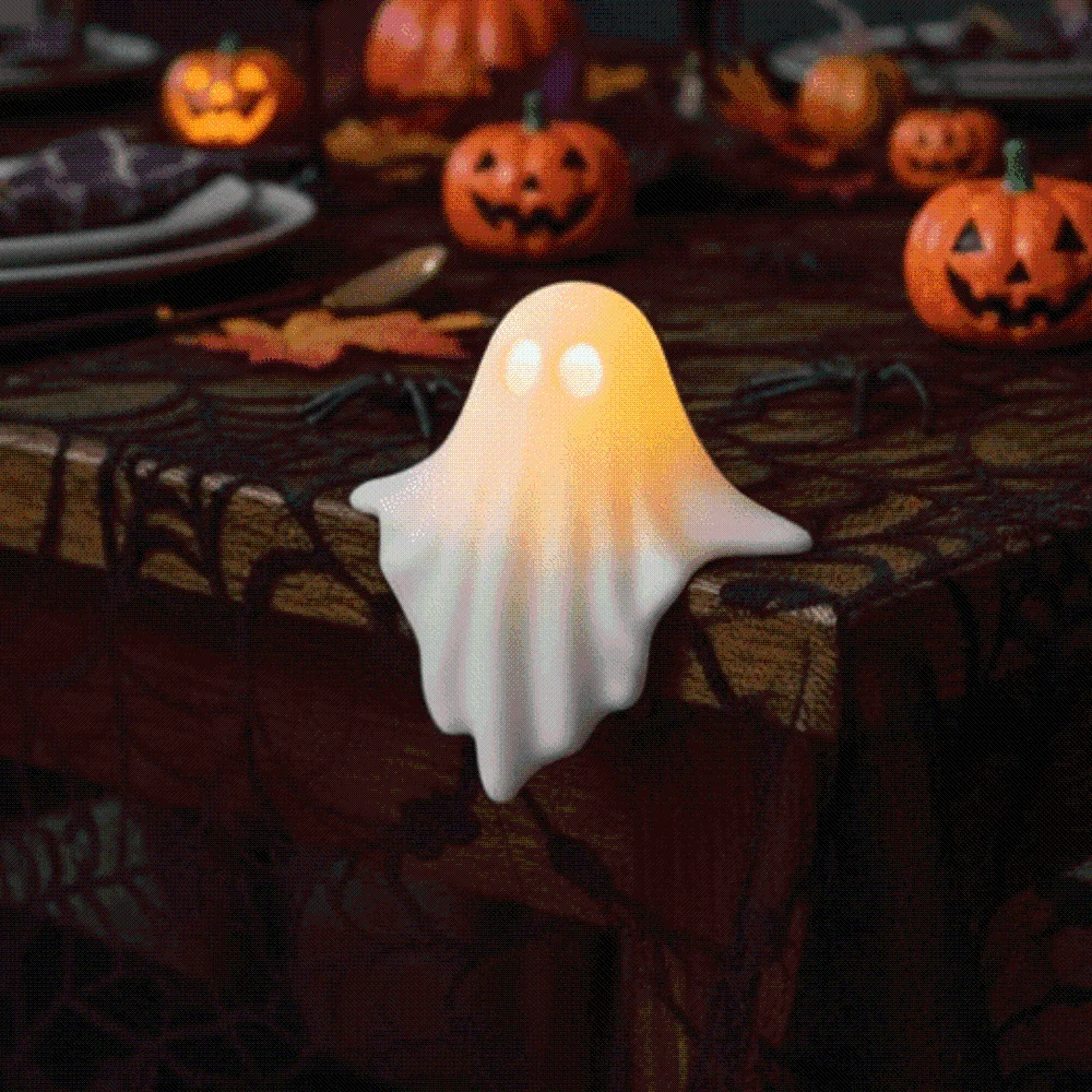 Warm White Ghost Table Decor Compact Size Button Cell Battery Operated Halloween LED Light Energy-saving LED Portable Design