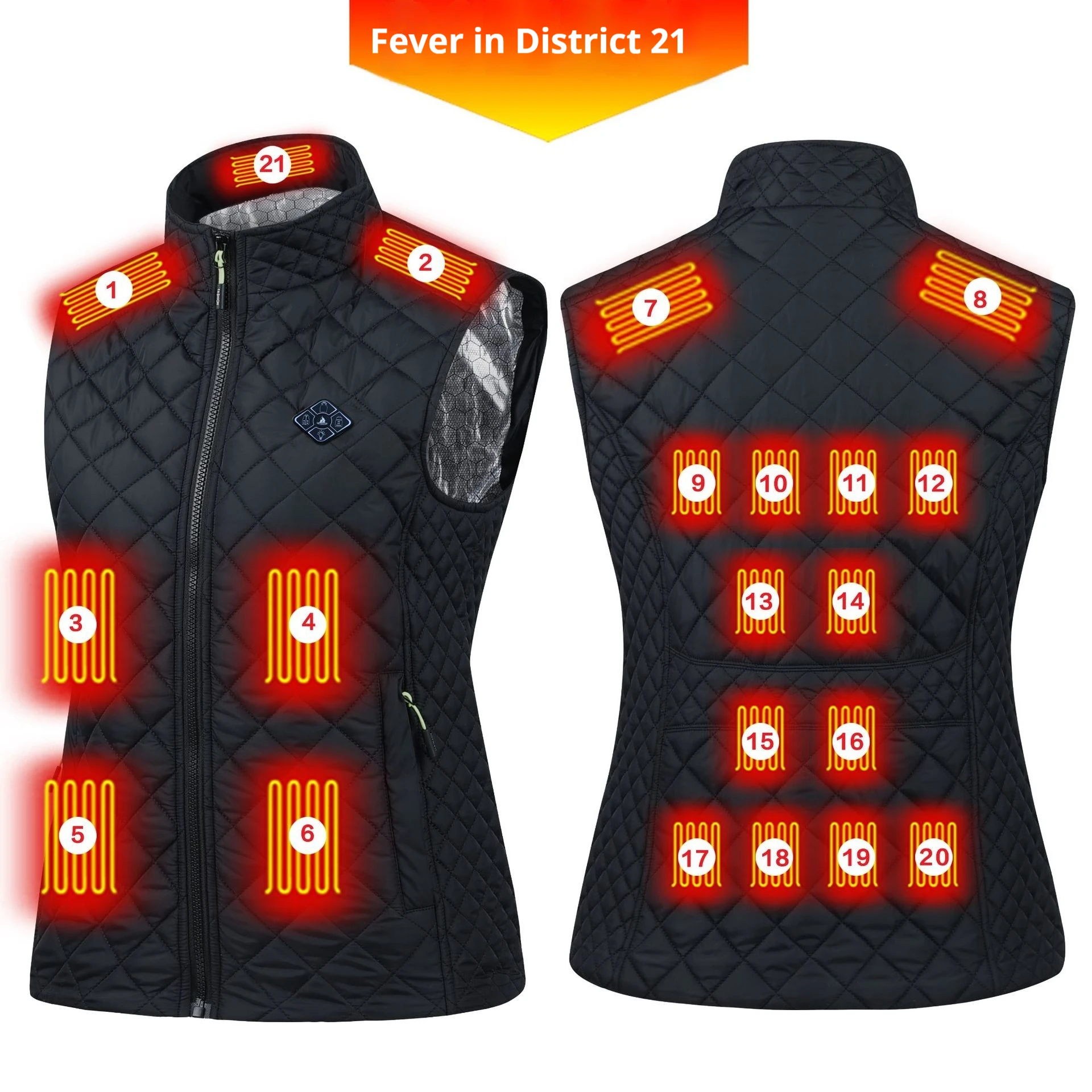 21 Region Mens Heated Vest USB Electric Heating Graphene Thermal Waistcoat Winter Outdoor Cold Resistant Warm Clothing M-6XL