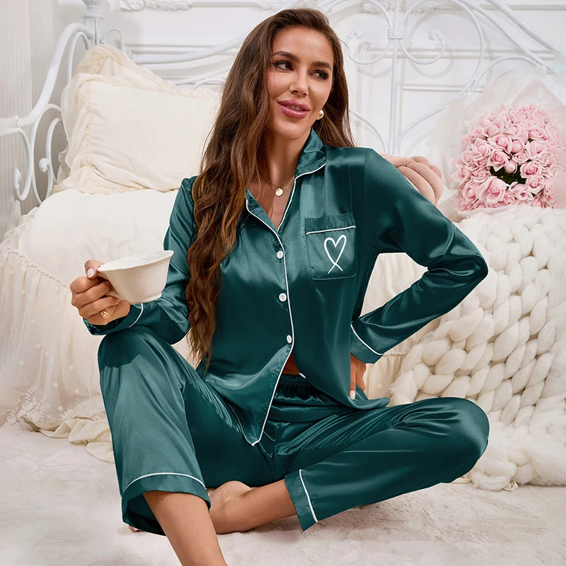 

2026 New Women Pajama Set Embroidery Long Sleeve Tops with Pants 2 Piece Set Pj Victorian Pajama Sleepwear Pijama Loungewear