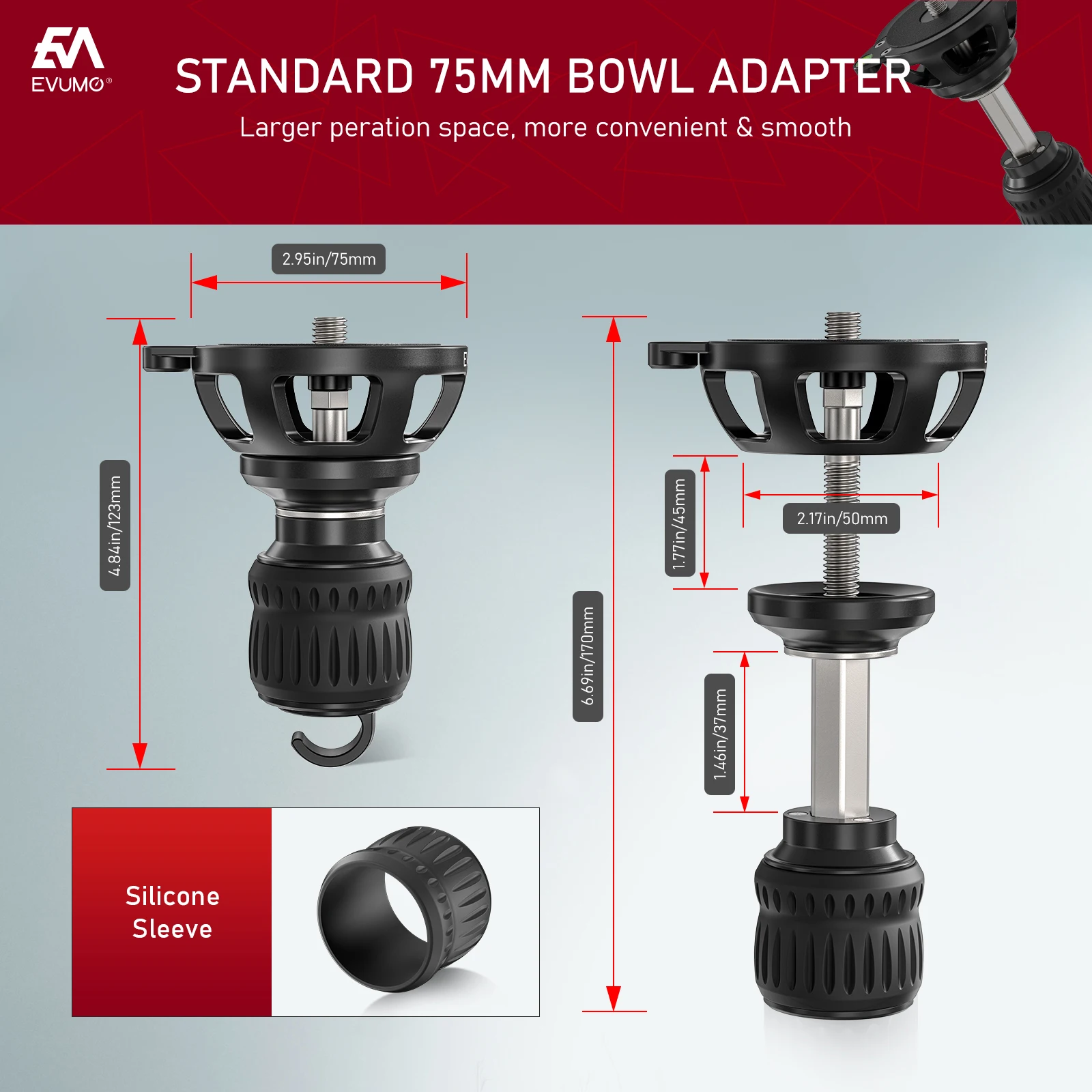 Adaptor mangkuk setengah bola  - Video Tripod Fluid Head 75Mm ulasan dan harga