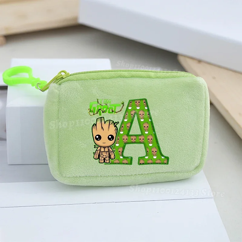 

Marvel Groot Kids Coin Purse Portable Letters Disney Role Cartoon Print Plush Wallet Bank Card Storage Bag Child's Birthday Gift